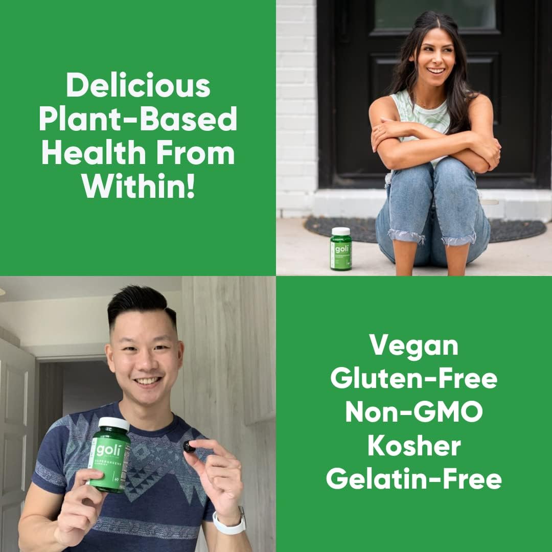 Goli SuperGreen Vitamin Gummy - Essential Vitamins and Minerals - Plant-Based, Vegan, Gluten-Free & Gelatin Free
