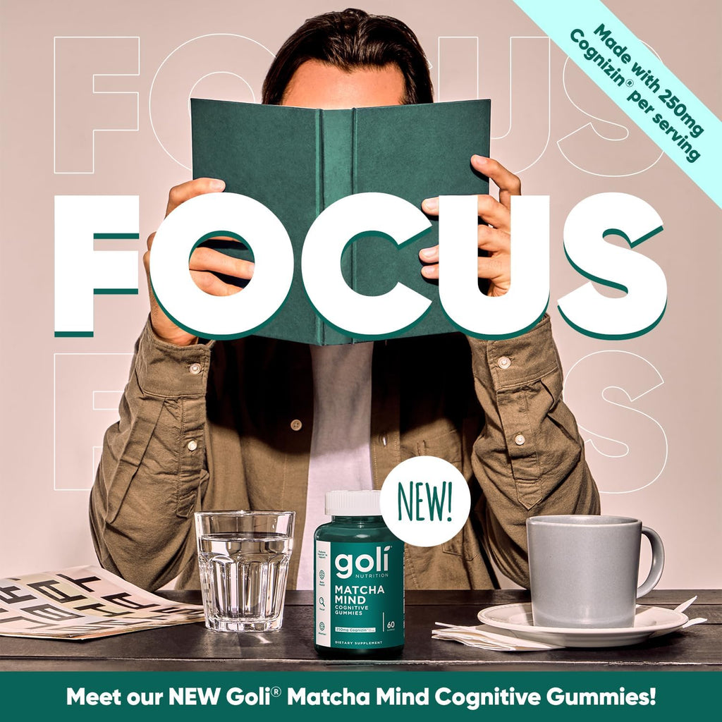 Goli Matcha Mind Gummies - Green Tea Leaves Powder with Cognizin for Focus, Attention and Brain Health, Vegan, Non-GMO, Gluten-Free & Gelatin Free