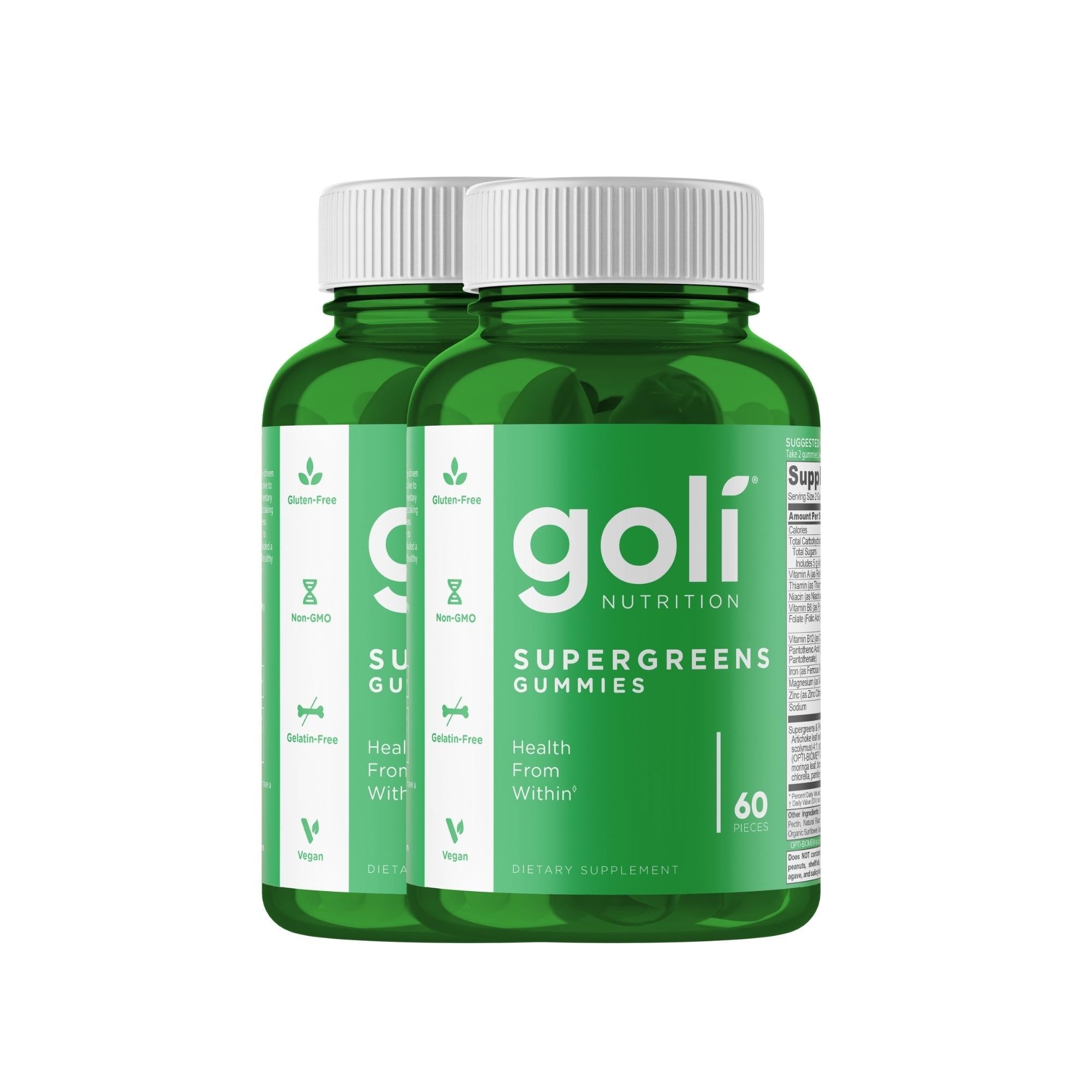 Goli SuperGreen Vitamin Gummy - Essential Vitamins and Minerals - Plant-Based, Vegan, Gluten-Free & Gelatin Free
