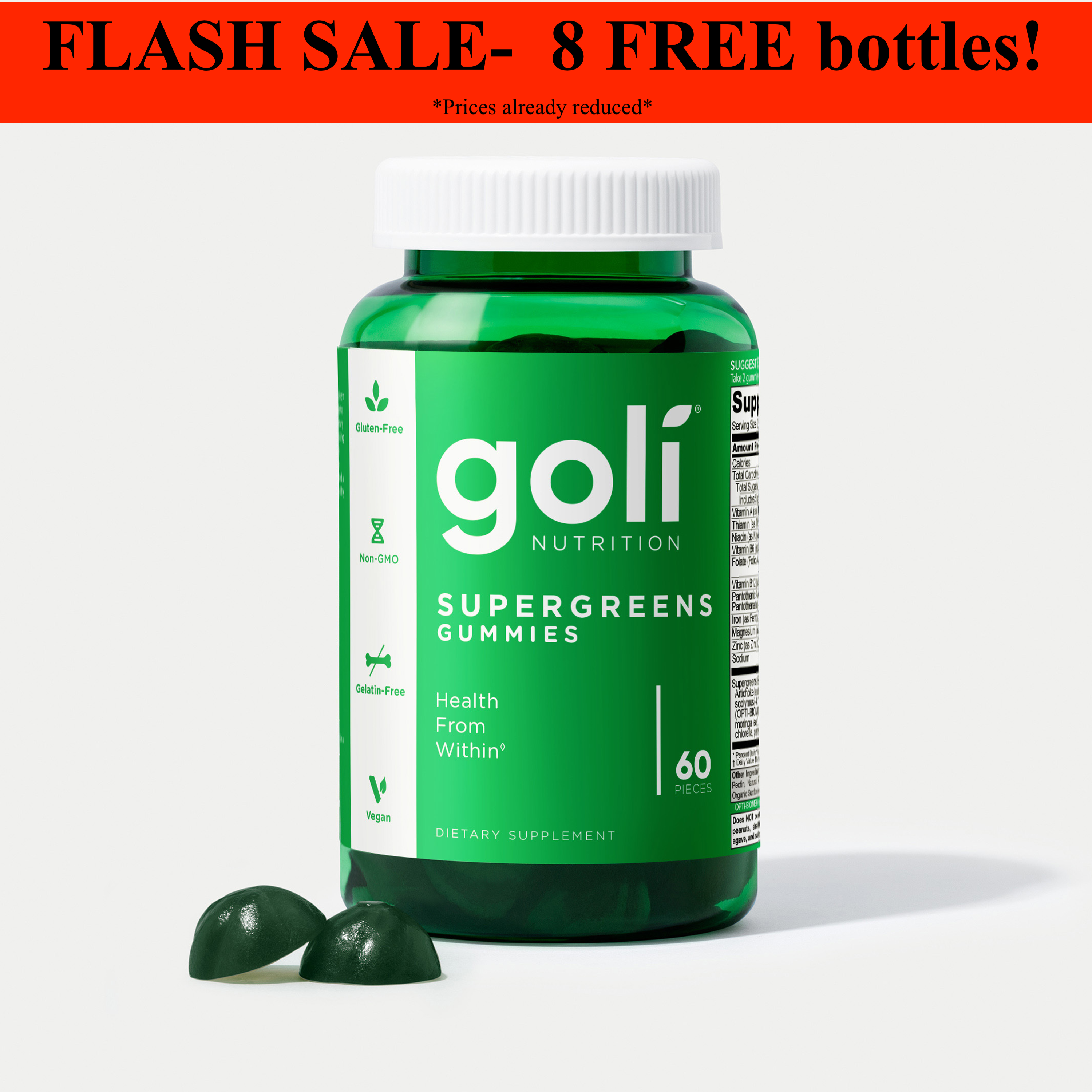 Goli Nutrition Supergreens Gummies  |  Unit = Case of 48