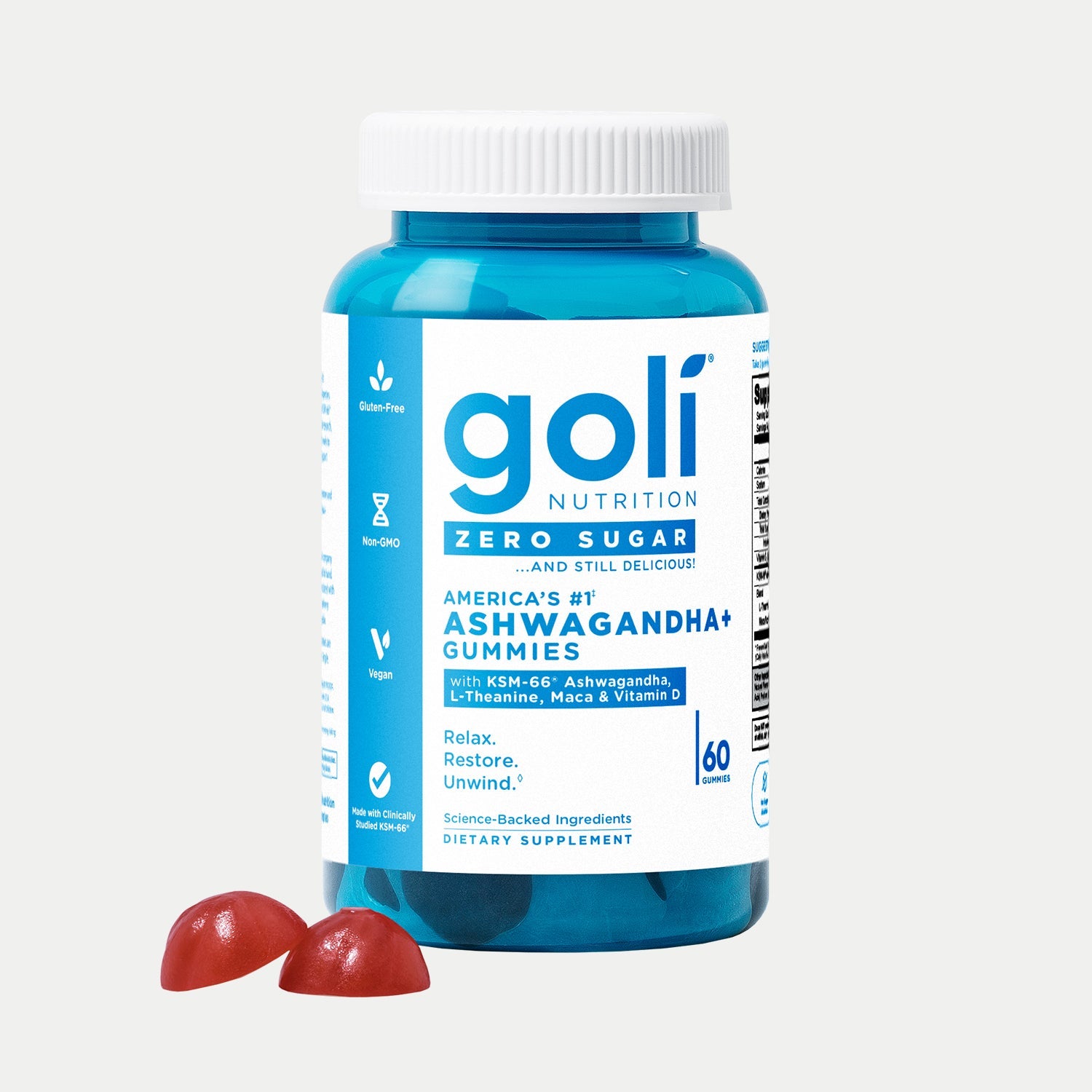 Goli Nutrition Zero Sugar Ashwagandha Gummies | Unit = Case of 48